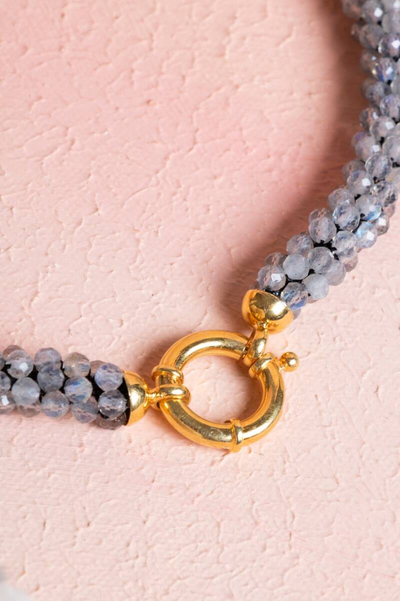 Sertifikalı El İşçiliği Örme Labradorit Kapama Kolye (SK:116) - 4