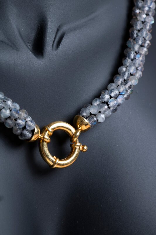 Sertifikalı El İşçiliği Örme Labradorit Kapama Kolye (SK:116) - 5