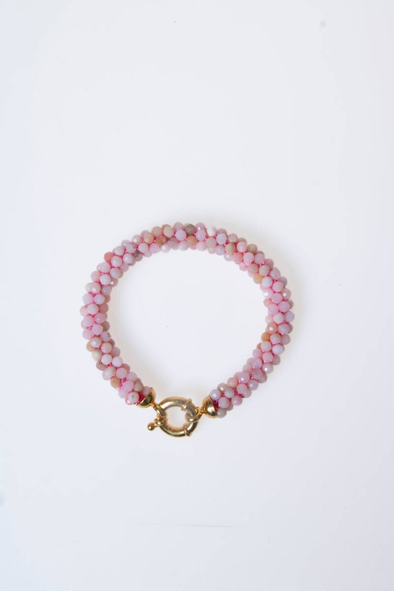 Sertifikalı El İşçiliği Örme Pembe Opal Gümüş Kapama Bileklik (SK:108) - 6