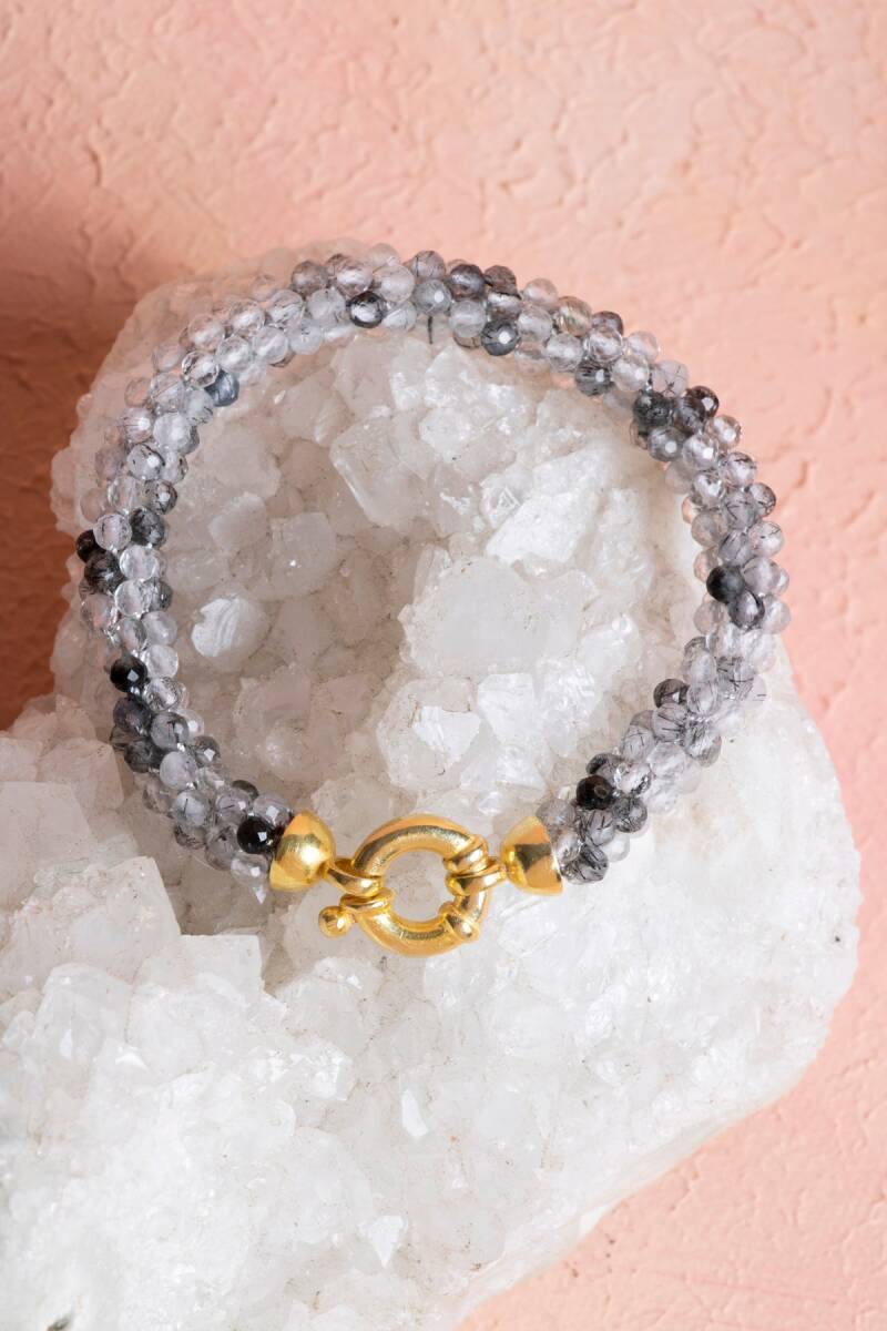 Sertifikalı El İşçiliği Örme Rutilli Kuvars Kapama Bileklik (SK:111) - 3