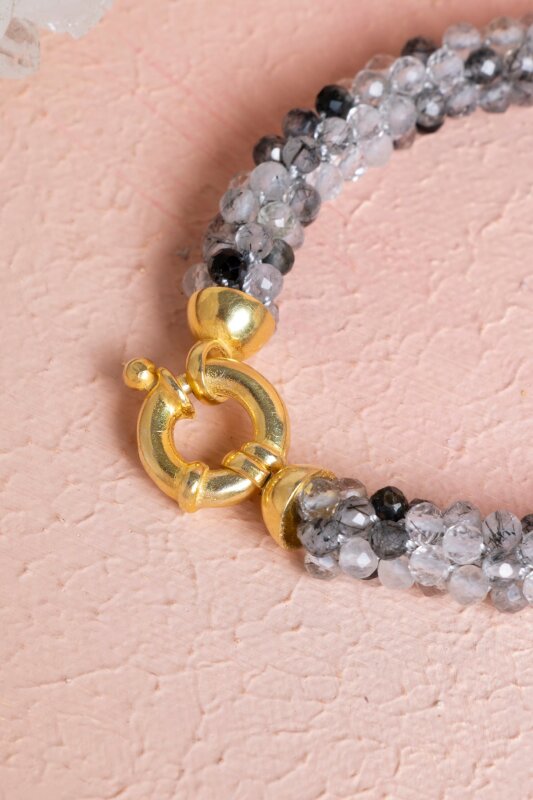 Sertifikalı El İşçiliği Örme Rutilli Kuvars Kapama Bileklik (SK:111) - 4