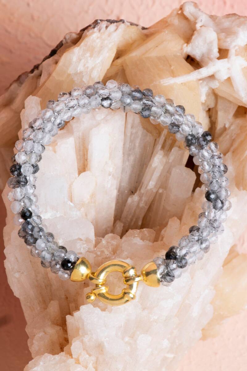 Sertifikalı El İşçiliği Örme Rutilli Kuvars Kapama Bileklik (SK:111) - 5