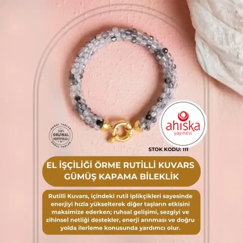 Sertifikalı El İşçiliği Örme Rutilli Kuvars Kapama Bileklik (SK:111) - 2