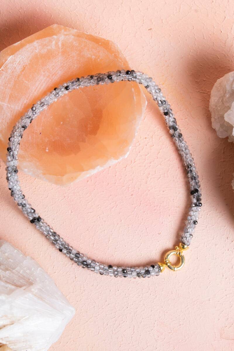 Sertifikalı El İşçiliği Örme Rutilli Kuvars Kapama Kolye (SK:110) - 1