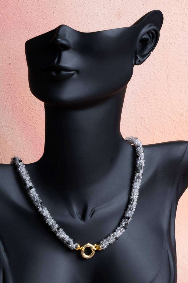 Sertifikalı El İşçiliği Örme Rutilli Kuvars Kapama Kolye (SK:110) - 3