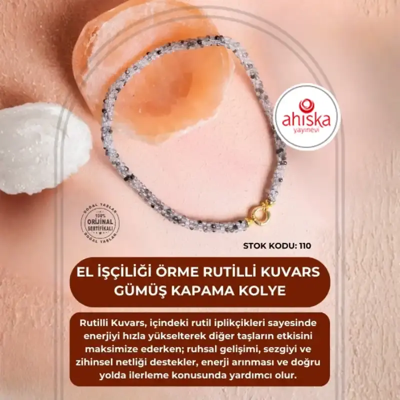 Sertifikalı El İşçiliği Örme Rutilli Kuvars Kapama Kolye (SK:110) - 2