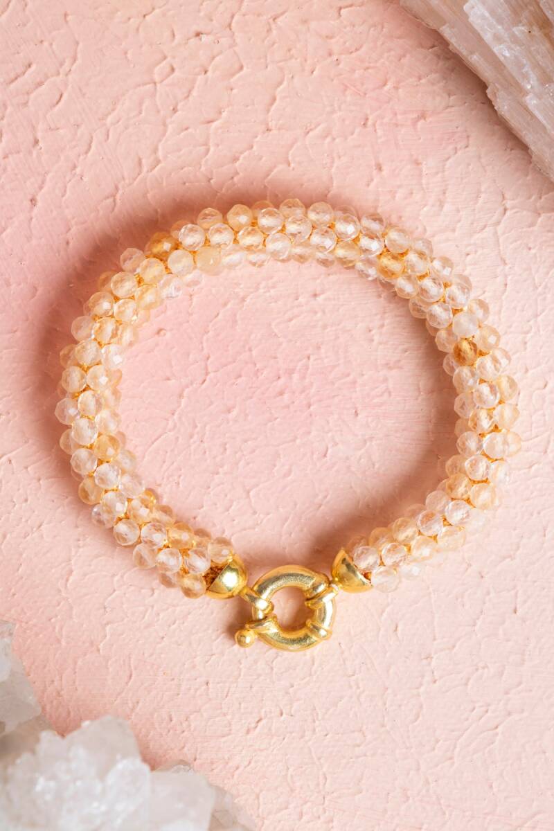 Sertifikalı El İşçiliği Örme Sitrin Gümüş Kapama Bileklik (SK:096) - 1