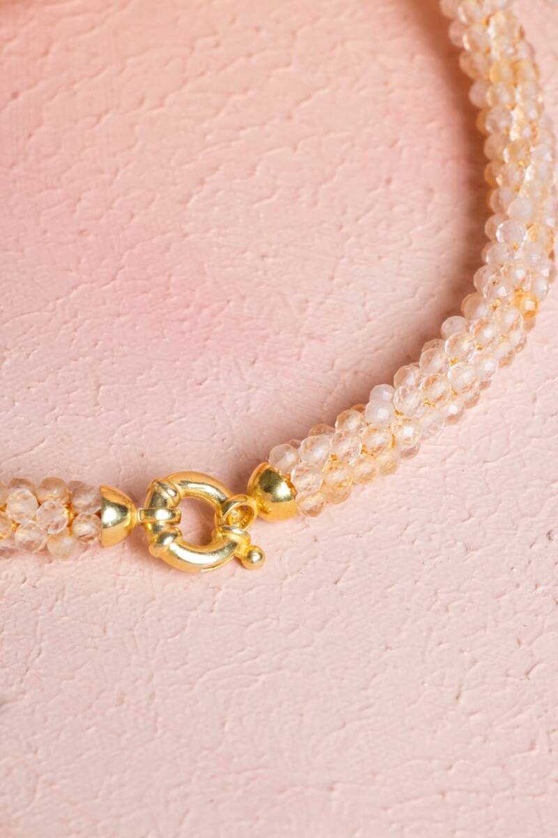 Sertifikalı El İşçiliği Örme Sitrin Gümüş Kapama Kolye (SK:095) - 5