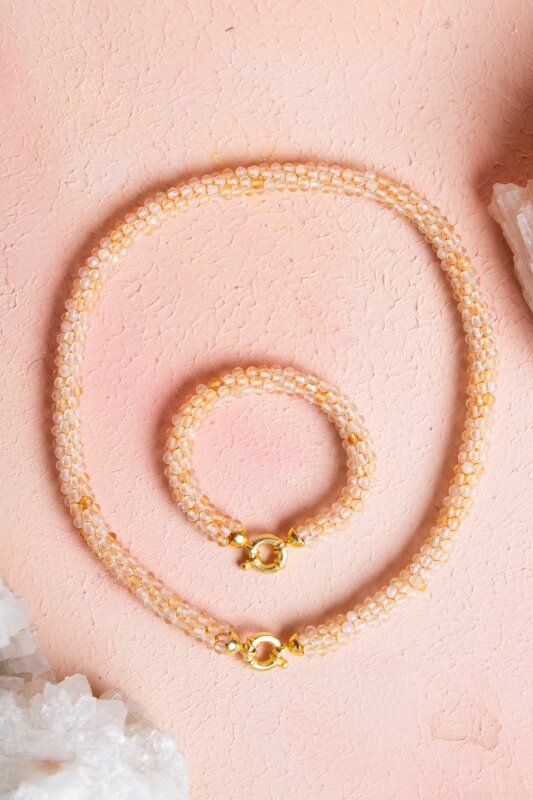 Sertifikalı El İşçiliği Örme Sitrin Gümüş Kapama Set (SK:094) - 3