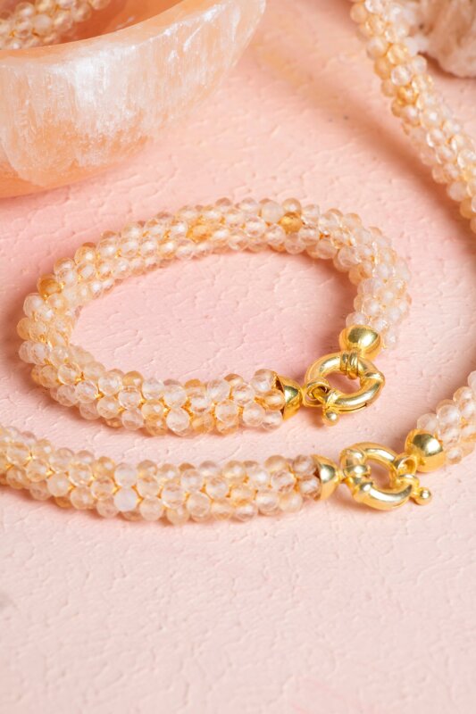 Sertifikalı El İşçiliği Örme Sitrin Gümüş Kapama Set (SK:094) - 4