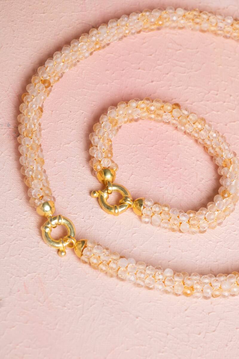 Sertifikalı El İşçiliği Örme Sitrin Gümüş Kapama Set (SK:094) - 5