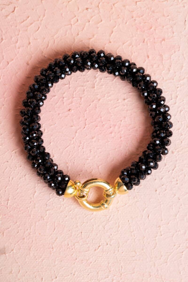 Sertifikalı El İşçiliği Örme Siyah Turmalin Kapama Bileklik (SK:114) - 2