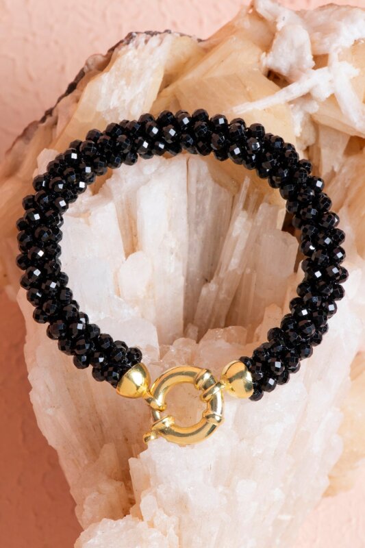 Sertifikalı El İşçiliği Örme Siyah Turmalin Kapama Bileklik (SK:114) - 3