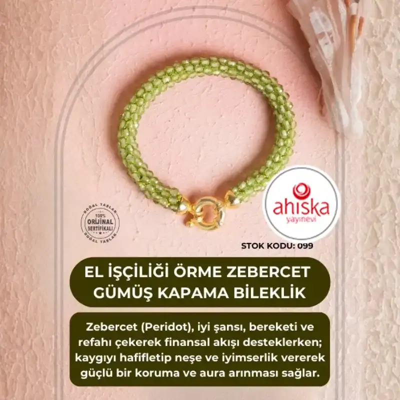Sertifikalı El İşçiliği Örme Zebercet Gümüş Kapama Bileklik (SK:099) - 3