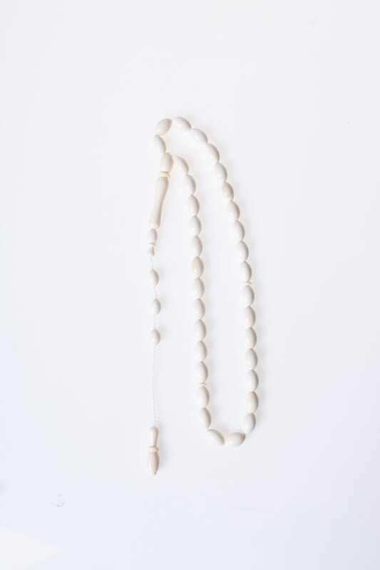 Sertifikalı Fil Dişi Arpa Kesim 33'lük Doğal Taş Tesbih - 5