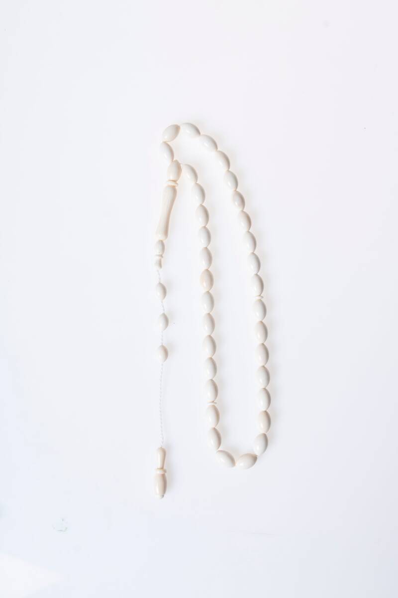 Sertifikalı Fil Dişi Arpa Kesim 33'lük Doğal Taş Tesbih - 5