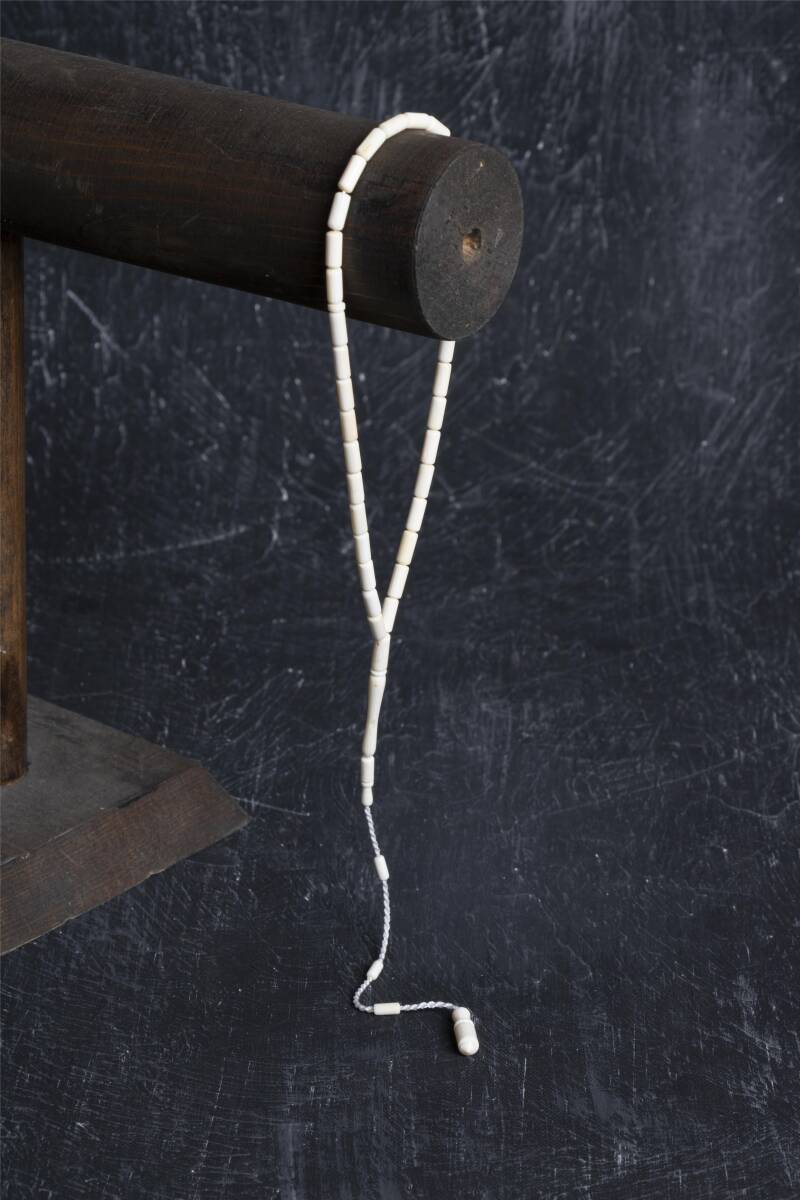 Sertifikalı Fil Dişi Boru Kesim 33'lük Doğal Taş Tesbih - 1