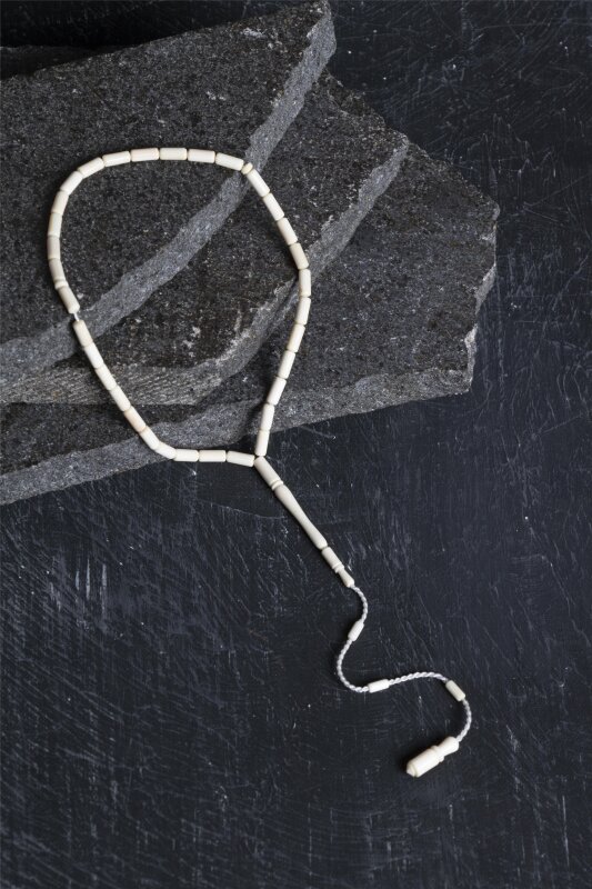 Sertifikalı Fil Dişi Boru Kesim 33'lük Doğal Taş Tesbih - 2