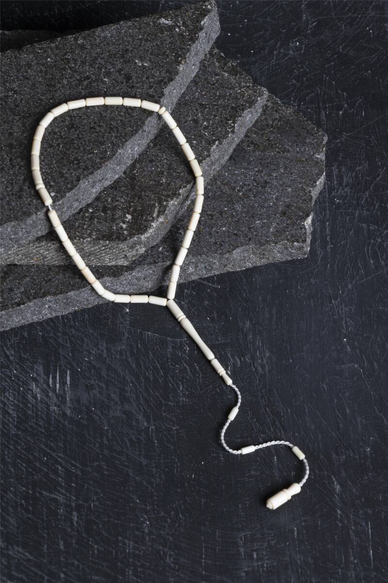 Sertifikalı Fil Dişi Boru Kesim 33'lük Doğal Taş Tesbih - 2