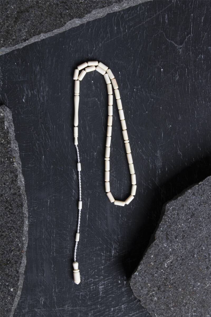 Sertifikalı Fil Dişi Boru Kesim 33'lük Doğal Taş Tesbih - 3