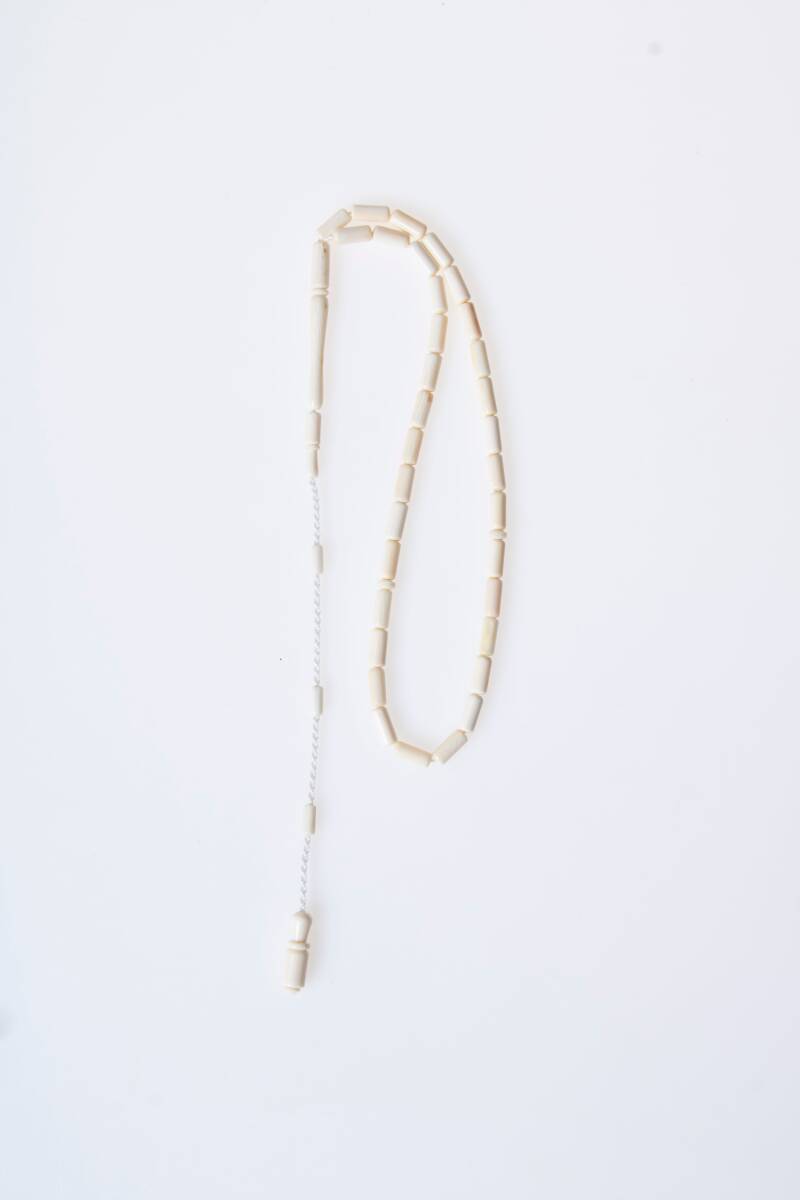 Sertifikalı Fil Dişi Boru Kesim 33'lük Doğal Taş Tesbih - 5