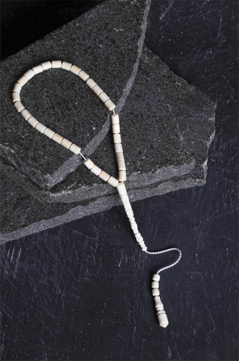 Sertifikalı Fil Dişi Boru Kesim 33'lük Doğal Taş Tesbih - 2