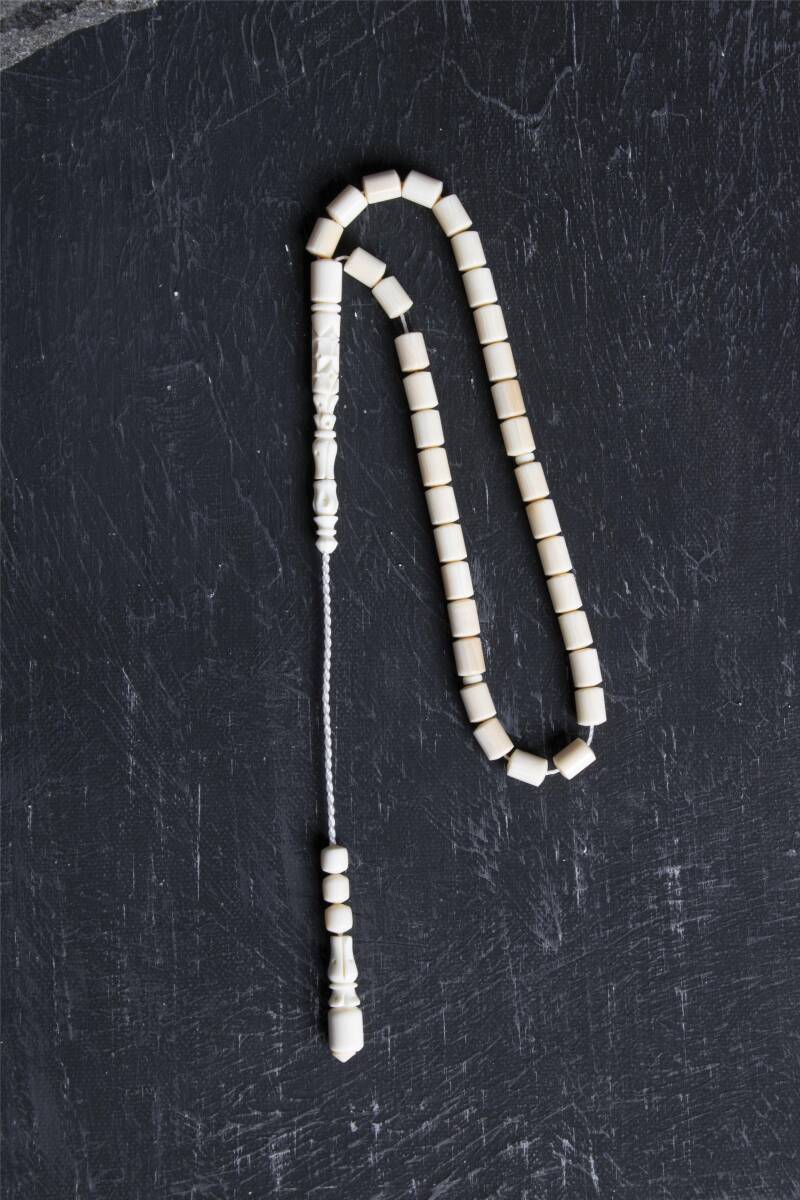 Sertifikalı Fil Dişi Boru Kesim 33'lük Doğal Taş Tesbih - 4