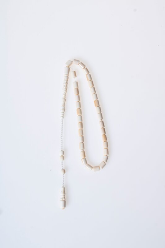 Sertifikalı Fil Dişi Boru Kesim 33'lük Doğal Taş Tesbih - 5