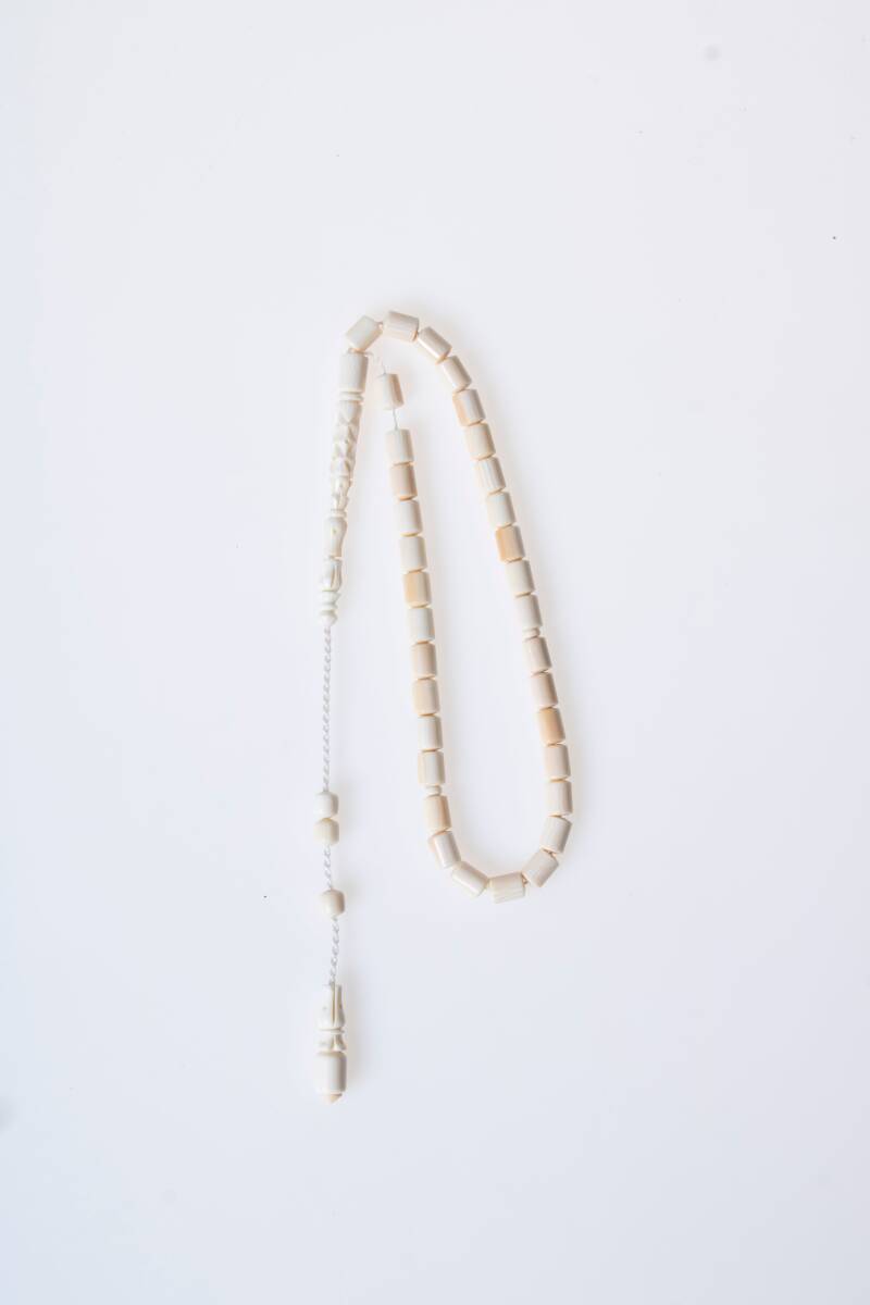 Sertifikalı Fil Dişi Boru Kesim 33'lük Doğal Taş Tesbih - 5