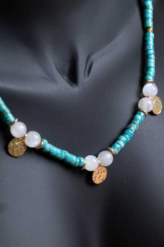 Sertifikalı Firuze(Turkuaz) , Ay Taşı Gümüş Aparatlı Doğal Taş Kolye (SK:034) - 5