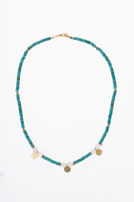 Sertifikalı Firuze(Turkuaz) , Ay Taşı Gümüş Aparatlı Doğal Taş Kolye (SK:034) - 6