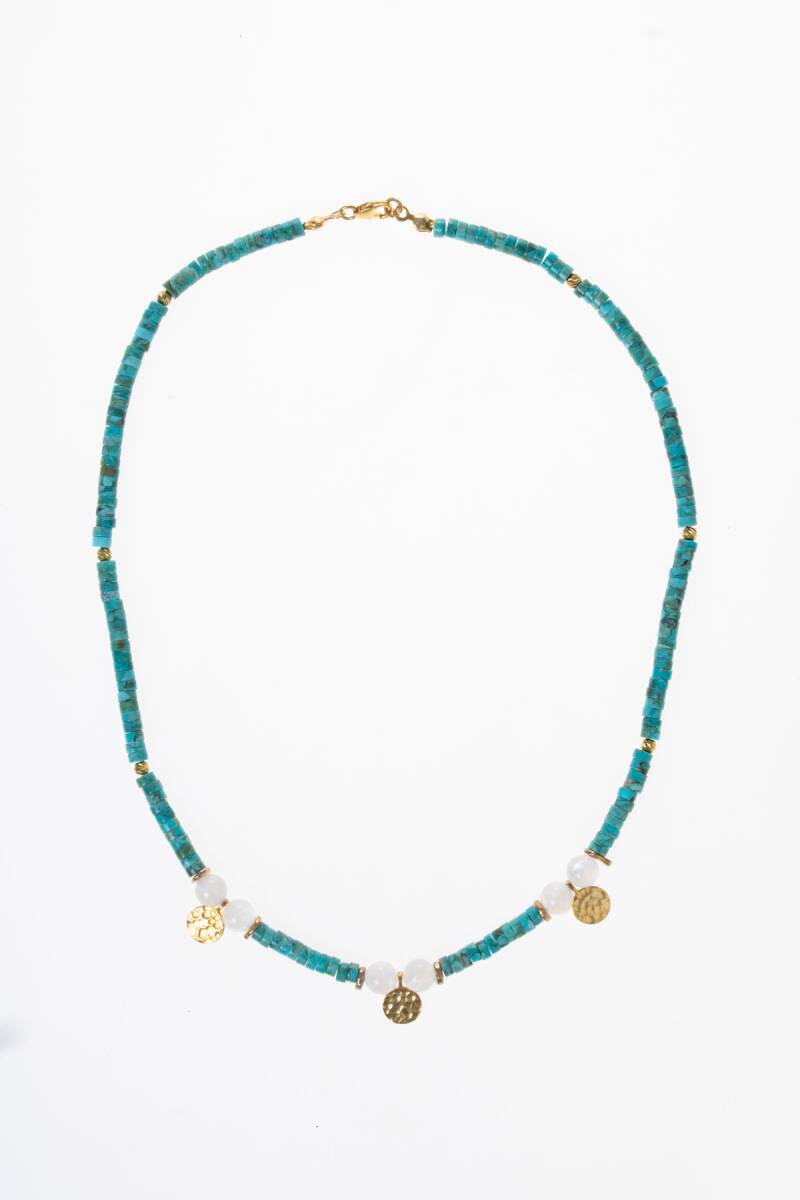 Sertifikalı Firuze(Turkuaz) , Ay Taşı Gümüş Aparatlı Doğal Taş Kolye (SK:034) - 6