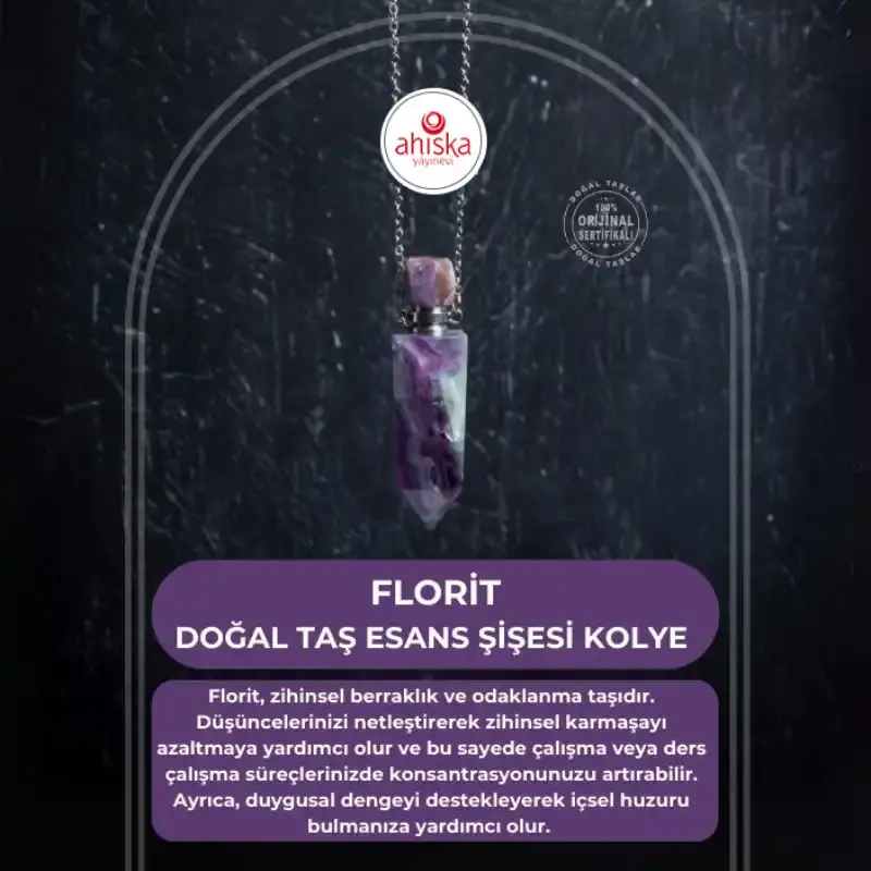 Sertifikalı Florit Doğal Taş Esans Şişesi Kolye - 1