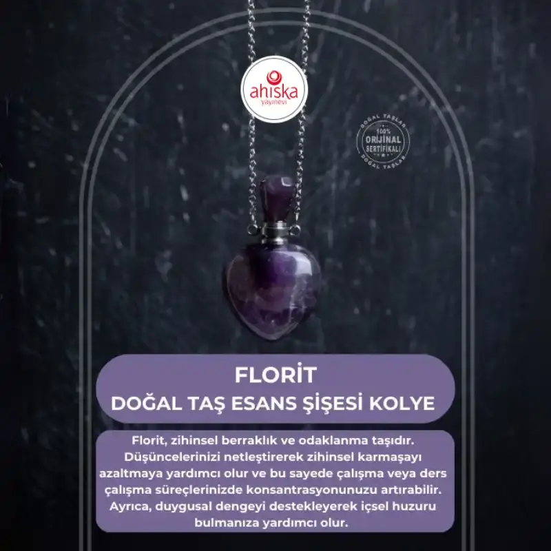 Sertifikalı Florit Doğal Taş Esans Şişesi Kolye - Doğal Taş
