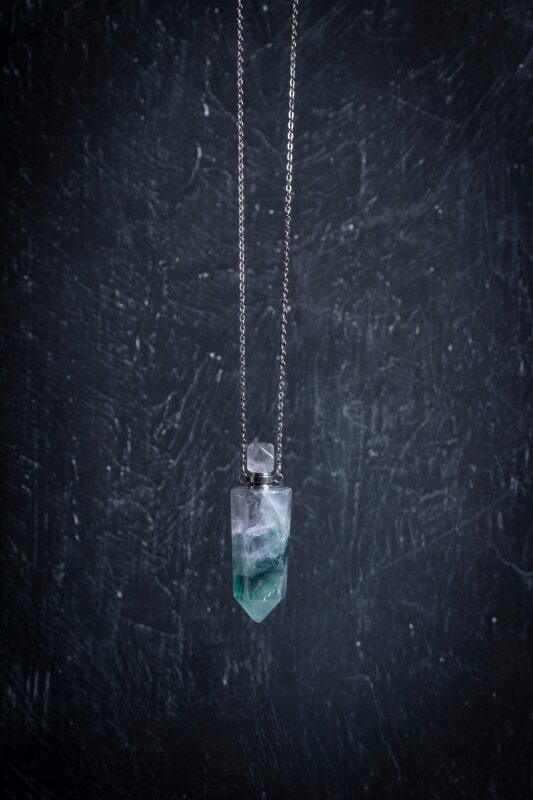 Sertifikalı Florit Doğal Taş Esans Şişesi Kolye - 2