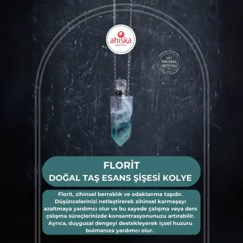 Sertifikalı Florit Doğal Taş Esans Şişesi Kolye - 1