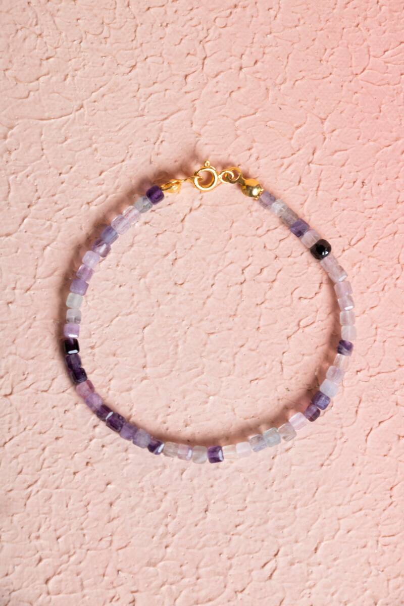 Sertifikalı Florit Gümüş Kapama Doğal Taş Bileklik (SK:061) - 1