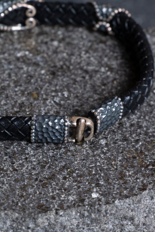 Sertifikalı Gümüş Ay Yıldız Detaylı Deri Bileklik (SK:195) - 4