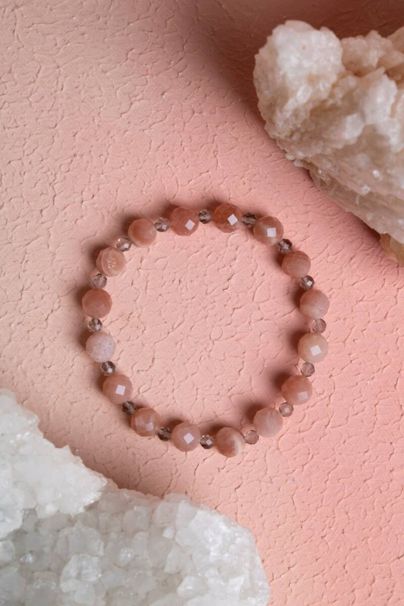 Sertifikalı Güneş Taşı, Dumanlı Kuvars Doğal Taş Bileklik (SK:380) - 1