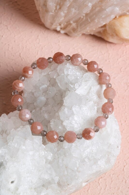 Sertifikalı Güneş Taşı, Dumanlı Kuvars Doğal Taş Bileklik (SK:380) - 2