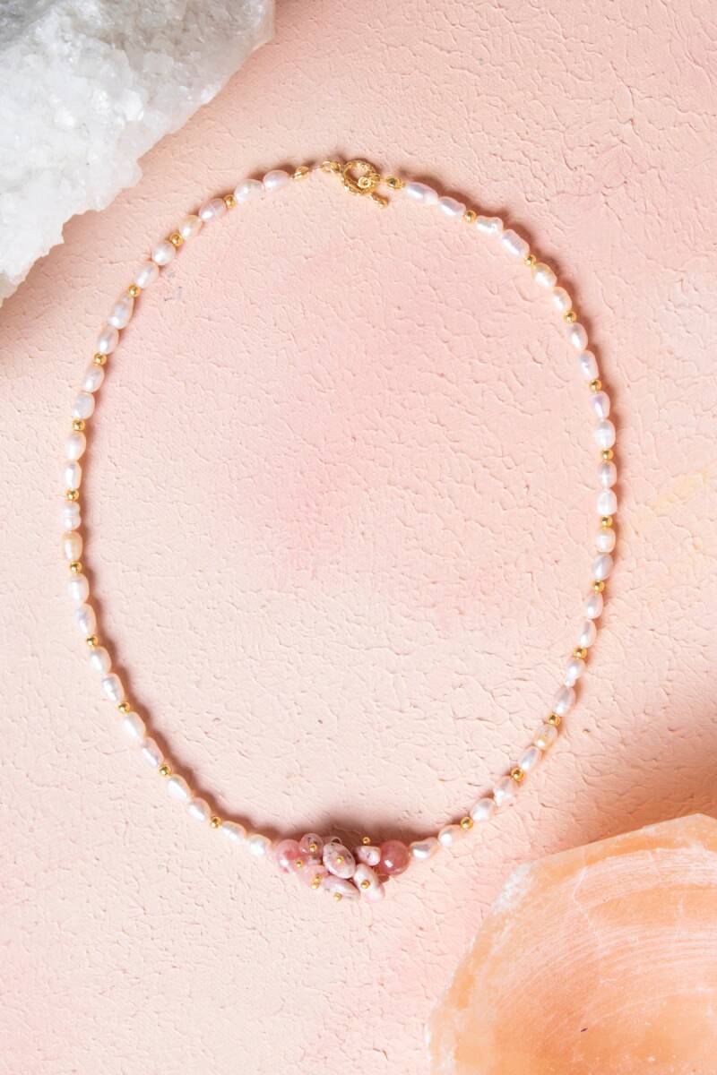 Sertifikalı Güneş Taşı, İnci Doğal Taş Kolye (SK:242) - 1