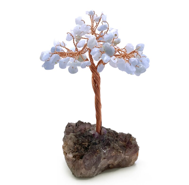 Sertifikalı Hakiki Orijinal Doğal Taş Akuamarin Ağaç - Alt Kısmı Ametist - 2