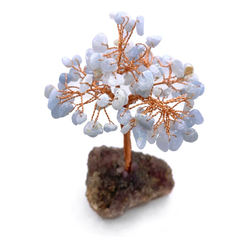 Sertifikalı Hakiki Orijinal Doğal Taş Akuamarin Ağaç - Alt Kısmı Ametist - 6