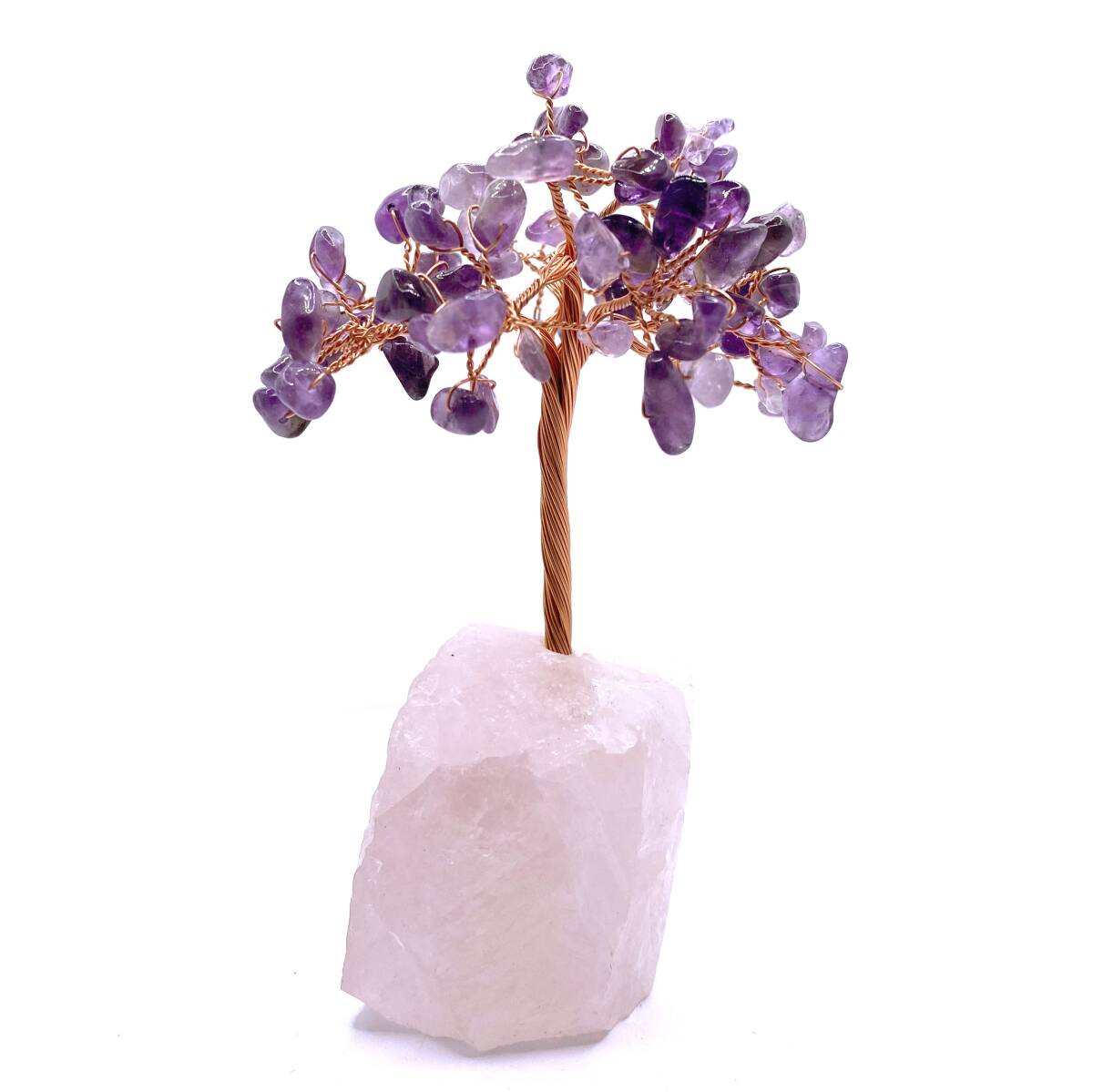 Sertifikalı Hakiki Orijinal Doğal Taş Ametist Ağaç - Alt Kısmı Pembe Kuvars - 2