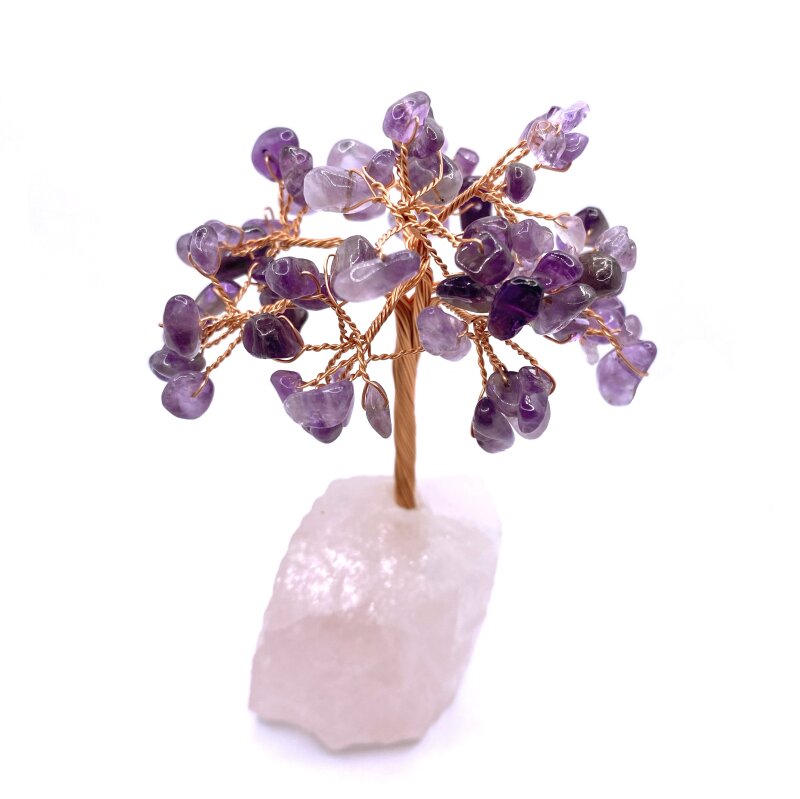 Sertifikalı Hakiki Orijinal Doğal Taş Ametist Ağaç - Alt Kısmı Pembe Kuvars - 3