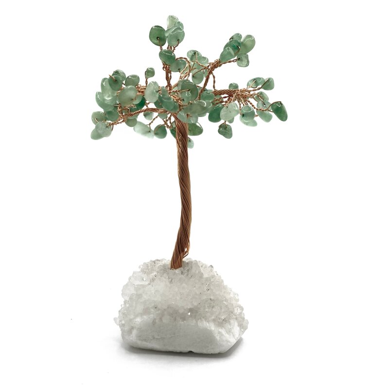 Sertifikalı Hakiki Orijinal Doğal Taş Aventurin Ağaç - Alt Kısmı Kristal Kuvars - 2