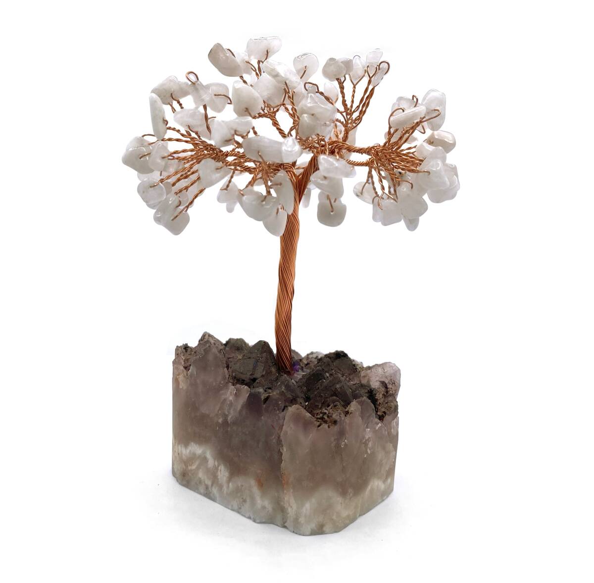 Sertifikalı Hakiki Orijinal Doğal Taş Ay Taşı Ağaç - Alt Kısmı Ametist - 2