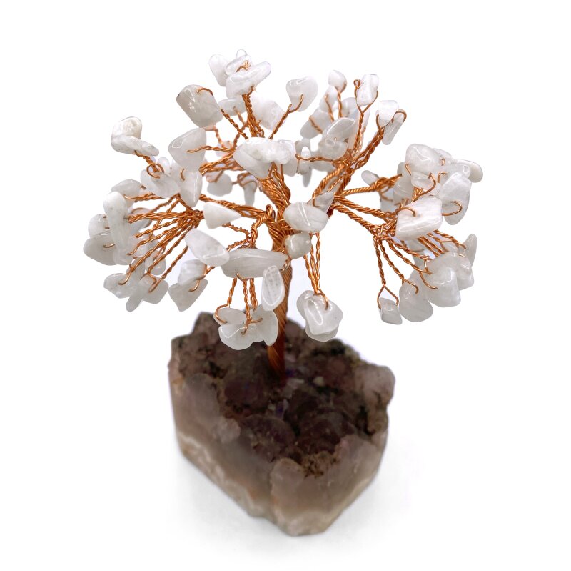 Sertifikalı Hakiki Orijinal Doğal Taş Ay Taşı Ağaç - Alt Kısmı Ametist - 3