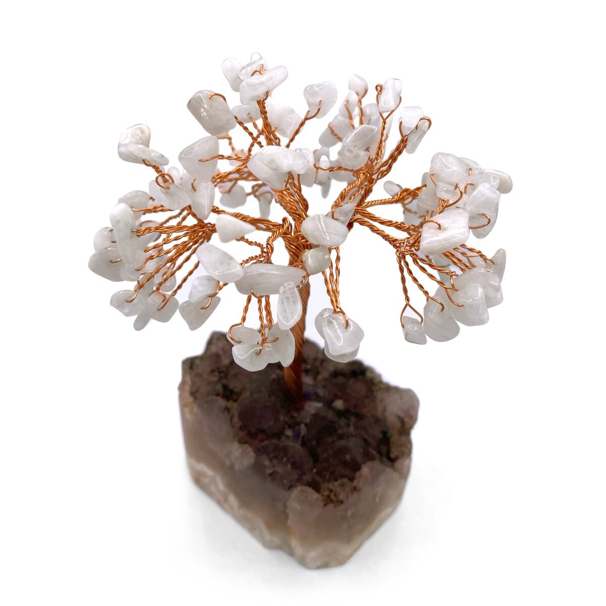 Sertifikalı Hakiki Orijinal Doğal Taş Ay Taşı Ağaç - Alt Kısmı Ametist - 3