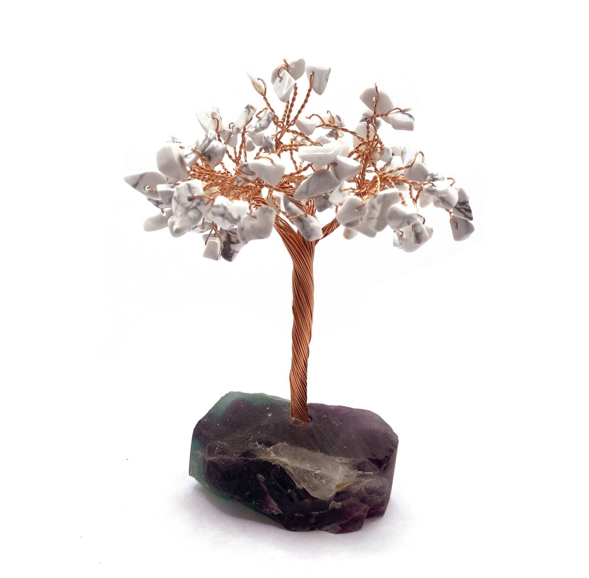 Sertifikalı Hakiki Orijinal Doğal Taş Havlit Ağaç - Alt Kısmı Mor Florit - 2